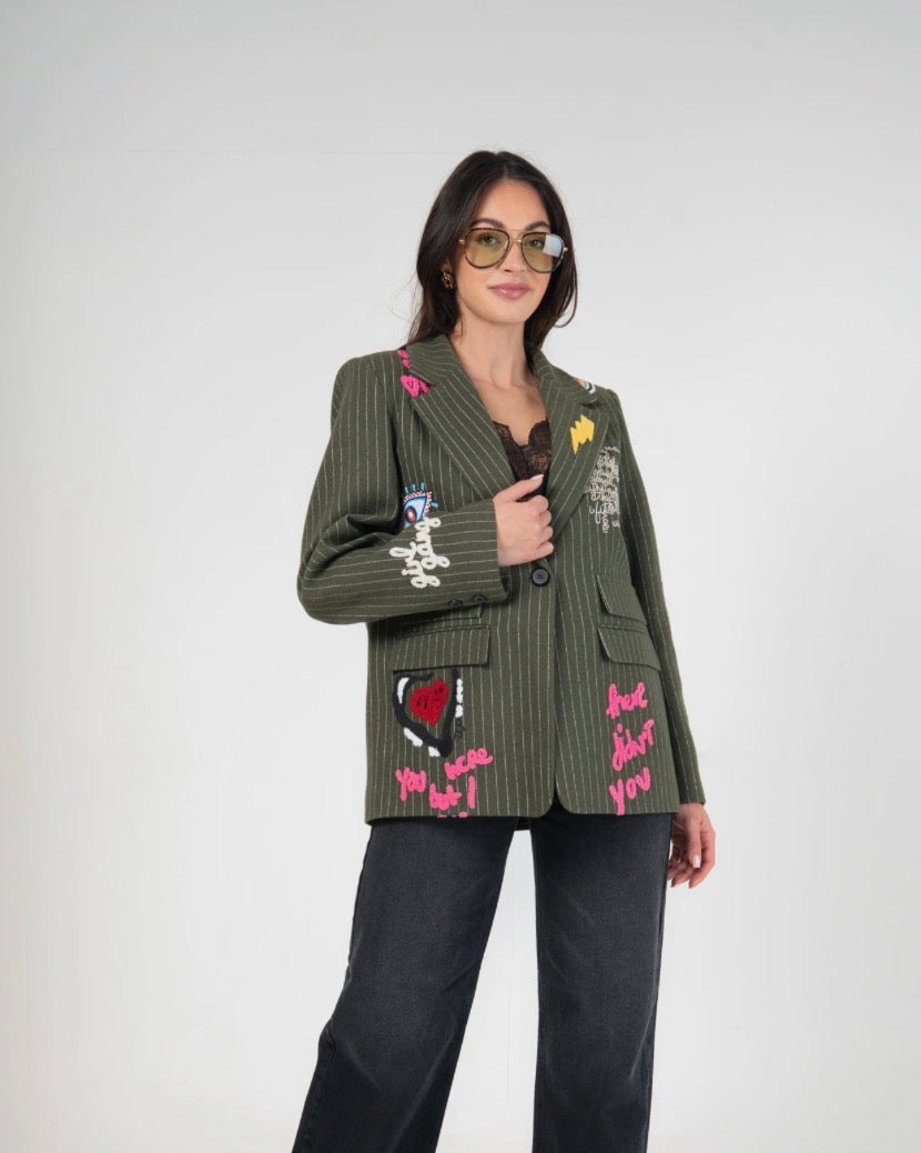 Veste 20 % laine -Kaki