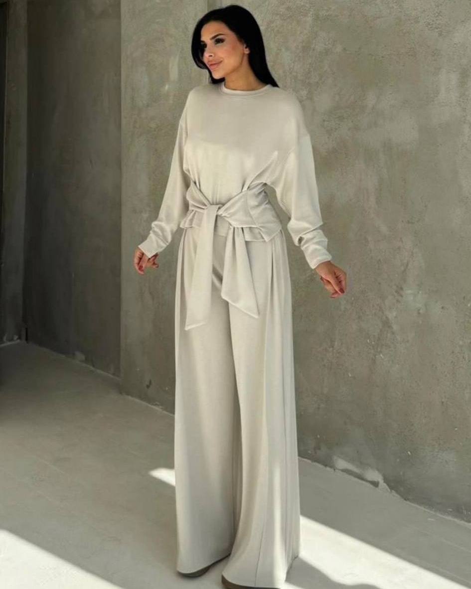 Jogging femme à nœud  beige – Chic et confort